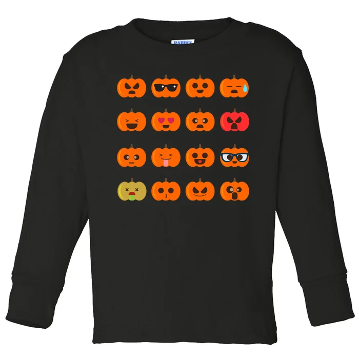 Cute Pumpkin Emoji Toddler Long Sleeve Shirt