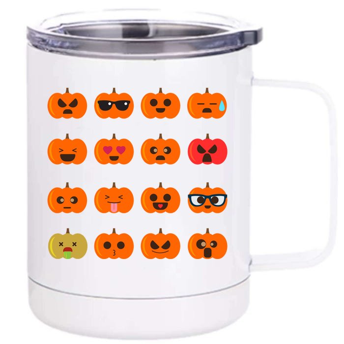 Cute Pumpkin Emoji Front & Back 12oz Stainless Steel Tumbler Cup