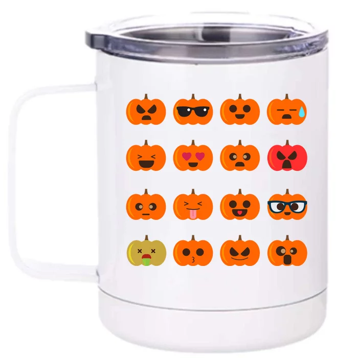 Cute Pumpkin Emoji Front & Back 12oz Stainless Steel Tumbler Cup