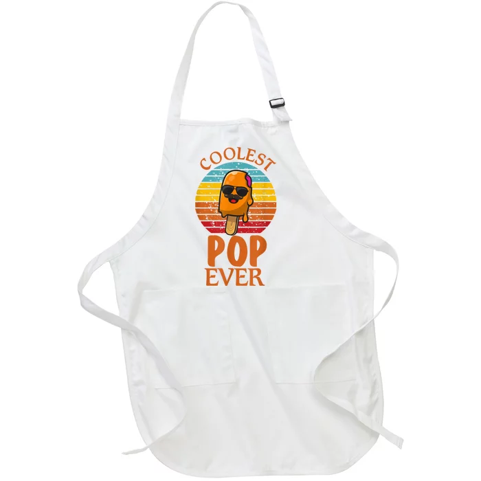 Coolest Pop Ever Popsicle Funny Retro Bomb Fathers Day Gift Full-Length Apron With Pocket