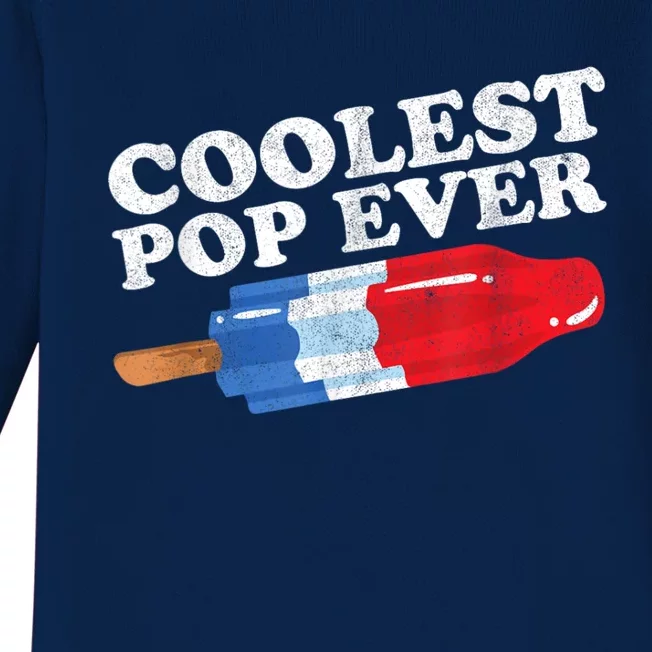 Coolest Pop Ever Popsicle Funny Retro Bomb Fathers Day Gift Baby Long Sleeve Bodysuit