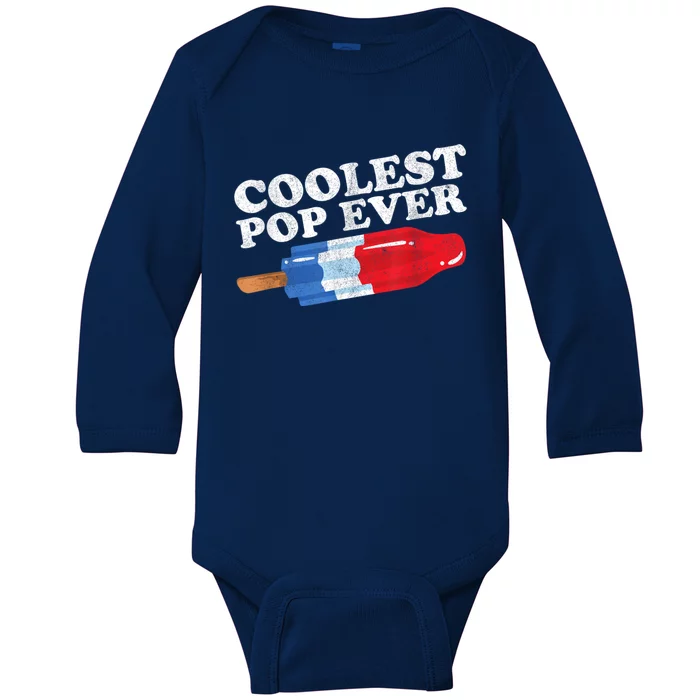 Coolest Pop Ever Popsicle Funny Retro Bomb Fathers Day Gift Baby Long Sleeve Bodysuit