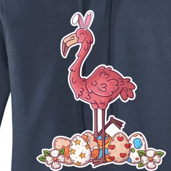 Cute Pink Easter Flamingo Bunny Easter Egg Hunt Meaningful Gift Women's Pullover Hoodie