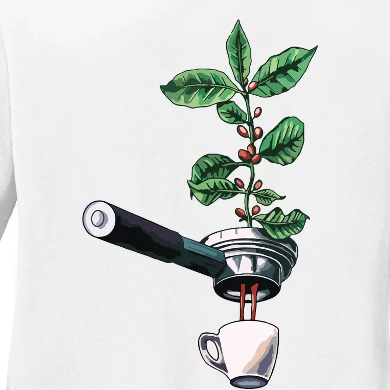 Coffee Plant Espresso Barista Ladies Long Sleeve Shirt