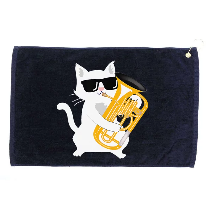 Cat Playing Euphonium Grommeted Golf Towel