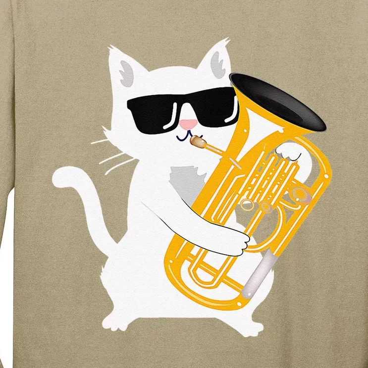 Cat Playing Euphonium Tall Long Sleeve T-Shirt