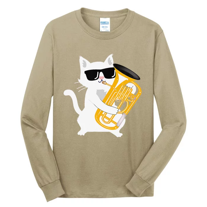 Cat Playing Euphonium Tall Long Sleeve T-Shirt