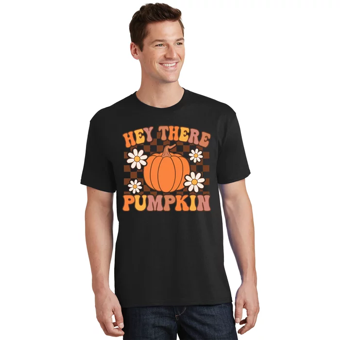 Checkered Pumpkin Fall Thanksgiving Decor T-Shirt