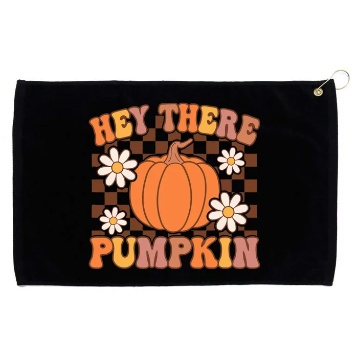 Checkered Pumpkin Fall Thanksgiving Decor Grommeted Golf Towel