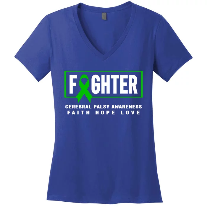 Cerebral Palsy Fighter Gift Funny Gift Cerebral Palsy Awareness Gift Women's V-Neck T-Shirt