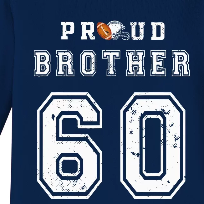 Custom Proud Football Brother Number 60 Personalized Baby Long Sleeve Bodysuit