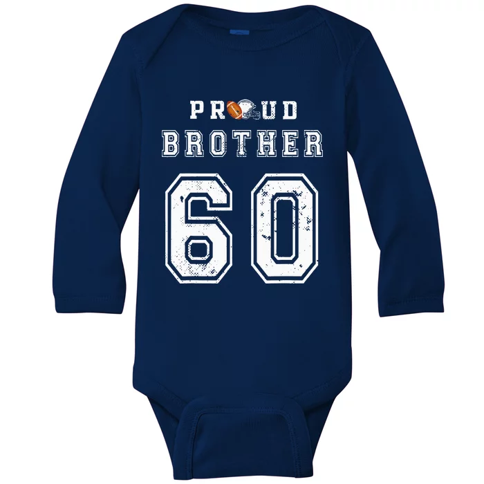 Custom Proud Football Brother Number 60 Personalized Baby Long Sleeve Bodysuit