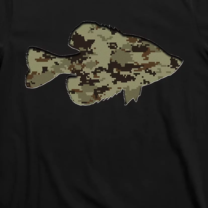 Camouflage Pan Fish Silhouette Digital Camo Crappie Fishing T-Shirt