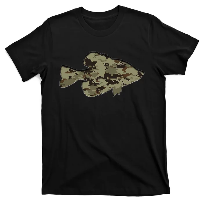 Camouflage Pan Fish Silhouette Digital Camo Crappie Fishing T-Shirt