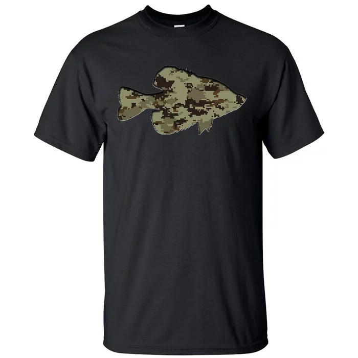 Camouflage Pan Fish Silhouette Digital Camo Crappie Fishing Tall T-Shirt