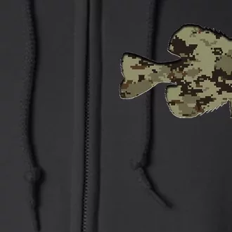 Camouflage Pan Fish Silhouette Digital Camo Crappie Fishing Full Zip Hoodie