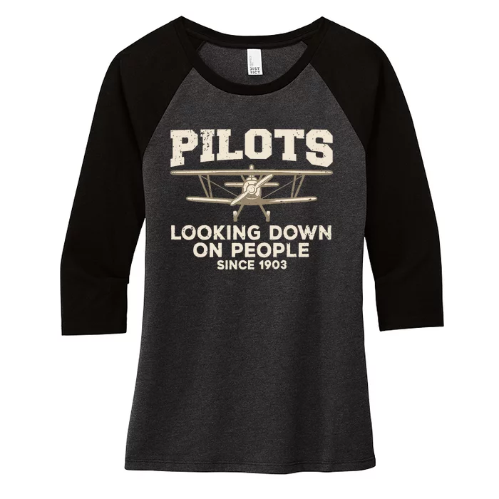 Cool Pilot For Men Women Aircraft Pilot Airplane Flying Women's Tri-Blend 3/4-Sleeve Raglan Shirt