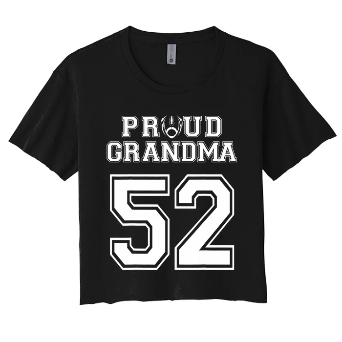 Custom Proud Football Grandma Number 52 Personalized Women's Crop Top Tee