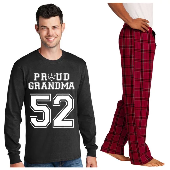 Custom Proud Football Grandma Number 52 Personalized Long Sleeve Pajama Set