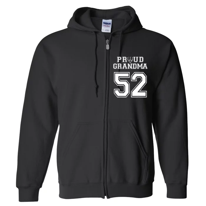 Custom Proud Football Grandma Number 52 Personalized Full Zip Hoodie