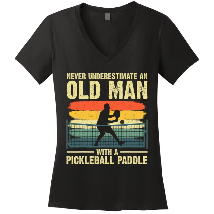 Cool Pickleball For Men Grandpa Pickleball Player Women's V-Neck T-Shirt