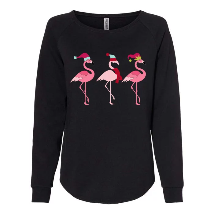 Christmas Pink Flamingo Gift Womens California Wash Sweatshirt