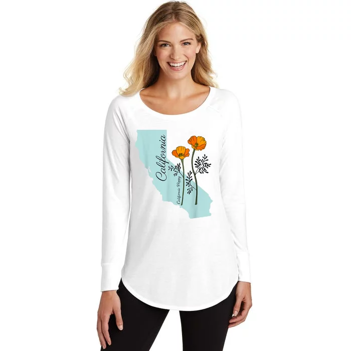 California Poppy Flower Women's Perfect Tri Tunic Long Sleeve Shirt