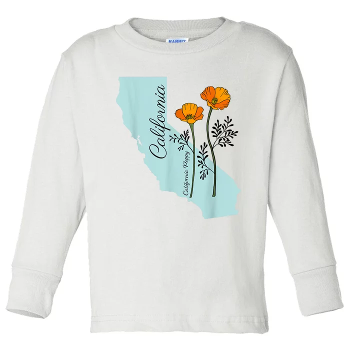 California Poppy Flower Toddler Long Sleeve Shirt