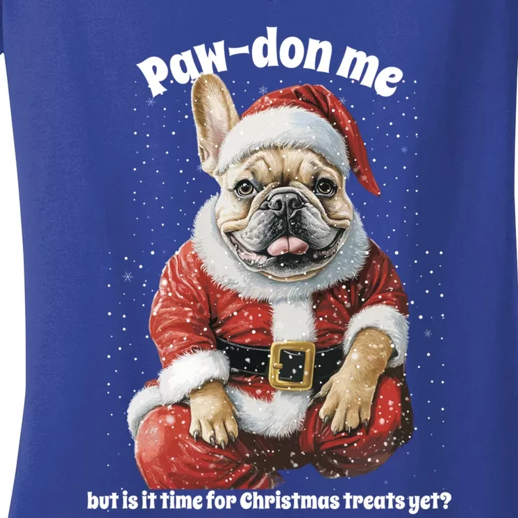 Christmas Pug Funny Santa Dog Great Gift Women's V-Neck T-Shirt