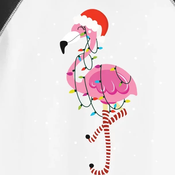 Cute Pink Flamingo Christmas Lights Santa Hat Meaningful Gift Toddler Fine Jersey T-Shirt