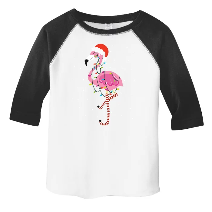 Cute Pink Flamingo Christmas Lights Santa Hat Meaningful Gift Toddler Fine Jersey T-Shirt