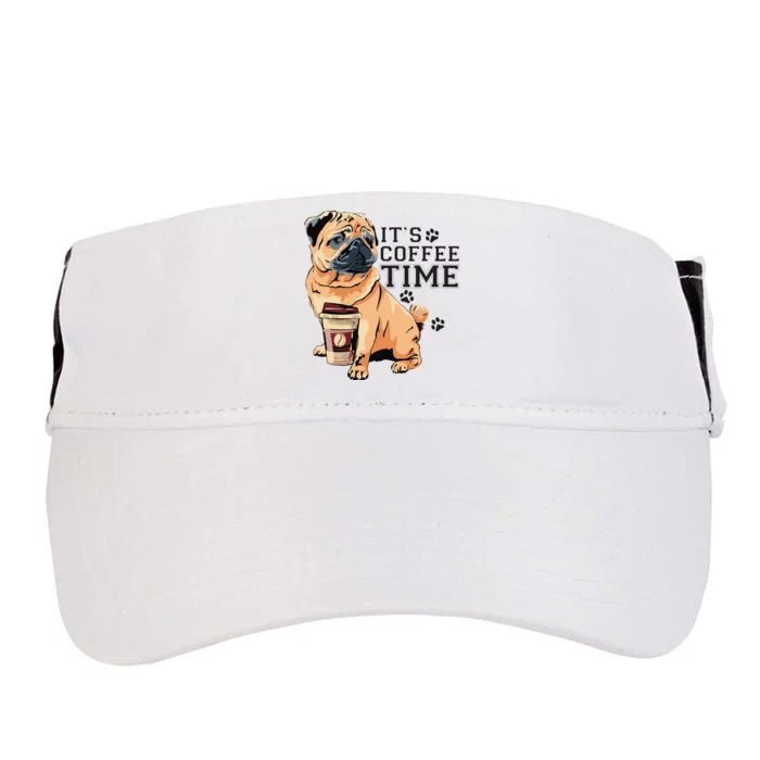 Coffee Pug Funny Dog Lover Dog And Coffee Adult Drive Performance Visor