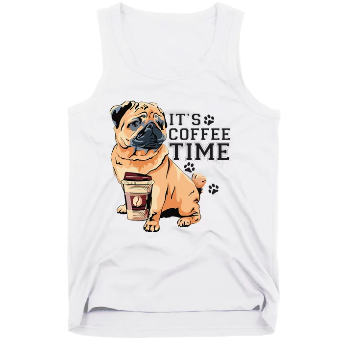 Coffee Pug Funny Dog Lover Dog And Coffee Tank Top