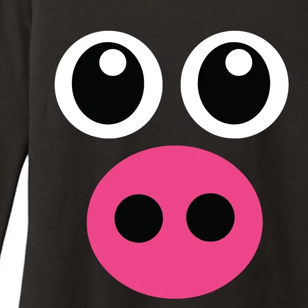 Cute Pig Face Diy Barnyard Animal Halloween Costume Womens CVC Long Sleeve Shirt