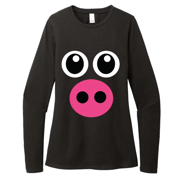 Cute Pig Face Diy Barnyard Animal Halloween Costume Womens CVC Long Sleeve Shirt