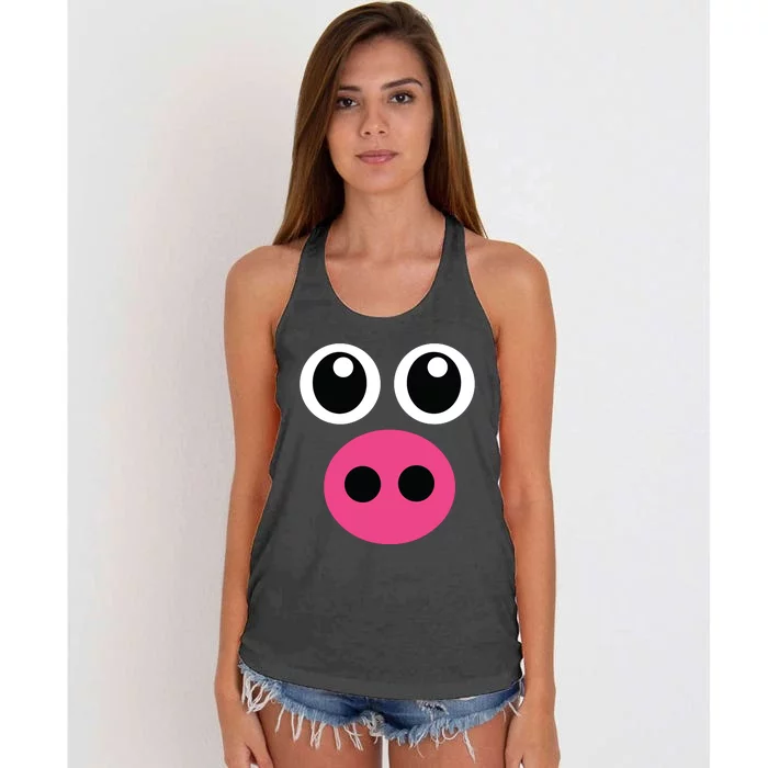 Cute Pig Face Diy Barnyard Animal Halloween Costume Women's Knotted Racerback Tank