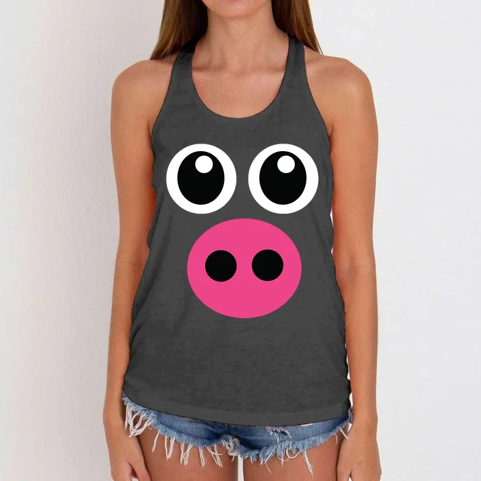 Cute Pig Face Diy Barnyard Animal Halloween Costume Women's Knotted Racerback Tank