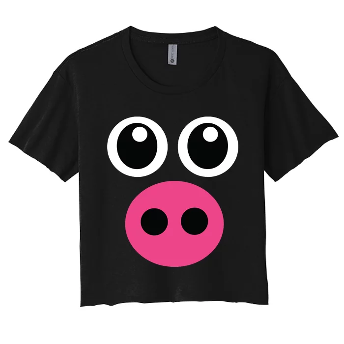 Cute Pig Face Diy Barnyard Animal Halloween Costume Women's Crop Top Tee