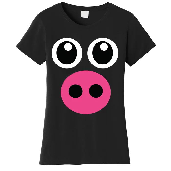 Cute Pig Face Diy Barnyard Animal Halloween Costume Women's T-Shirt