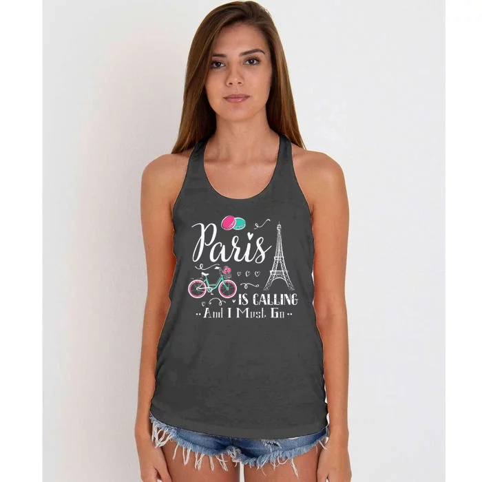 Cute Paris France Vacation Travel Christmas Gift Women's Knotted Racerback Tank