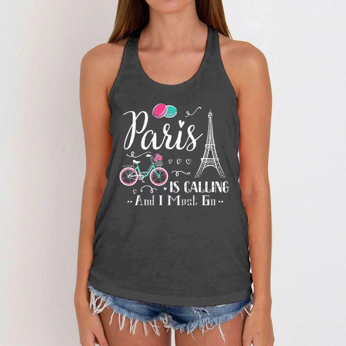 Cute Paris France Vacation Travel Christmas Gift Women's Knotted Racerback Tank