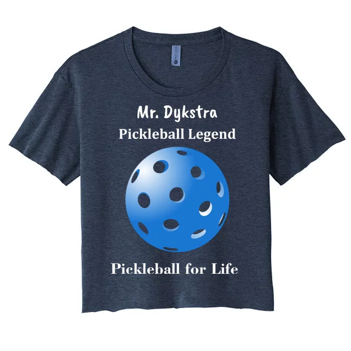 Custom Pickleball For Life Personalize Text Name Women's Crop Top Tee