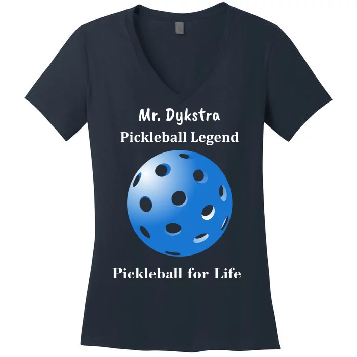 Custom Pickleball For Life Personalize Text Name Women's V-Neck T-Shirt