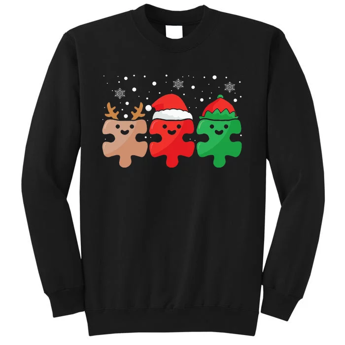 Christmas Pajama for Autism Awareness Puzzle Design Tall Sweatshirt