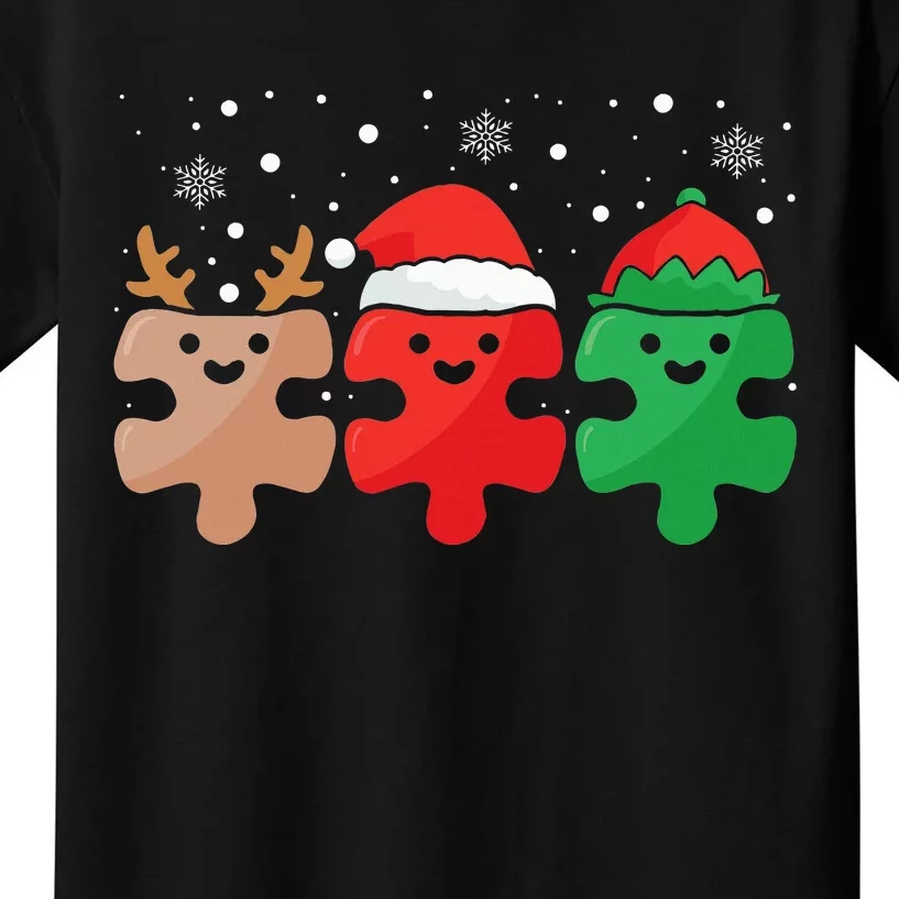 Christmas Pajama for Autism Awareness Puzzle Design Kids T-Shirt