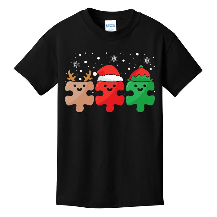 Christmas Pajama for Autism Awareness Puzzle Design Kids T-Shirt