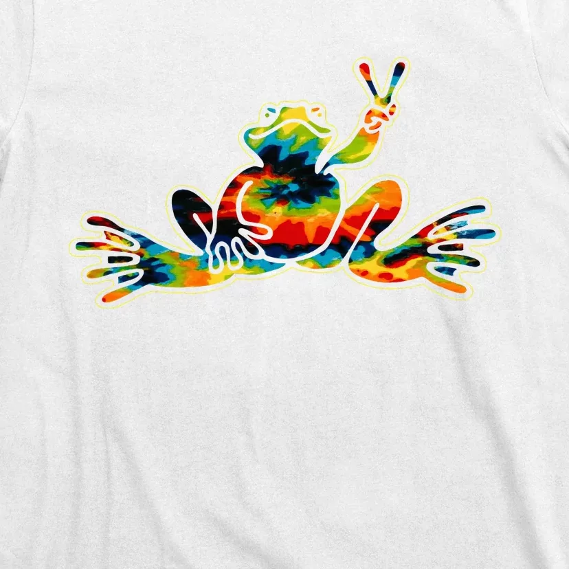 Cool Peace Frog Tie Dye 1960s Fashion Nonconformists T-Shirt