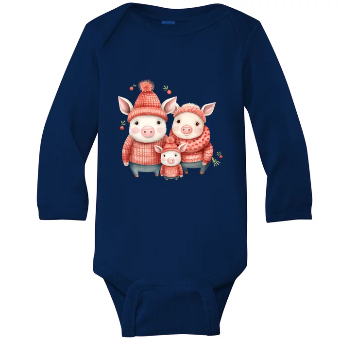 Christmas Pig Family Matching Outfit Baby Long Sleeve Bodysuit