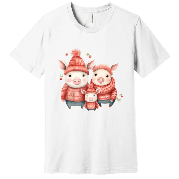 Christmas Pig Family Matching Outfit Premium T-Shirt