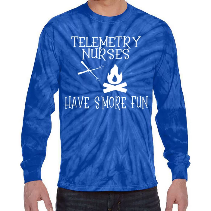 Camping Pun For Nursing Specialty Telemetry Nurse Gift Tie-Dye Long Sleeve Shirt